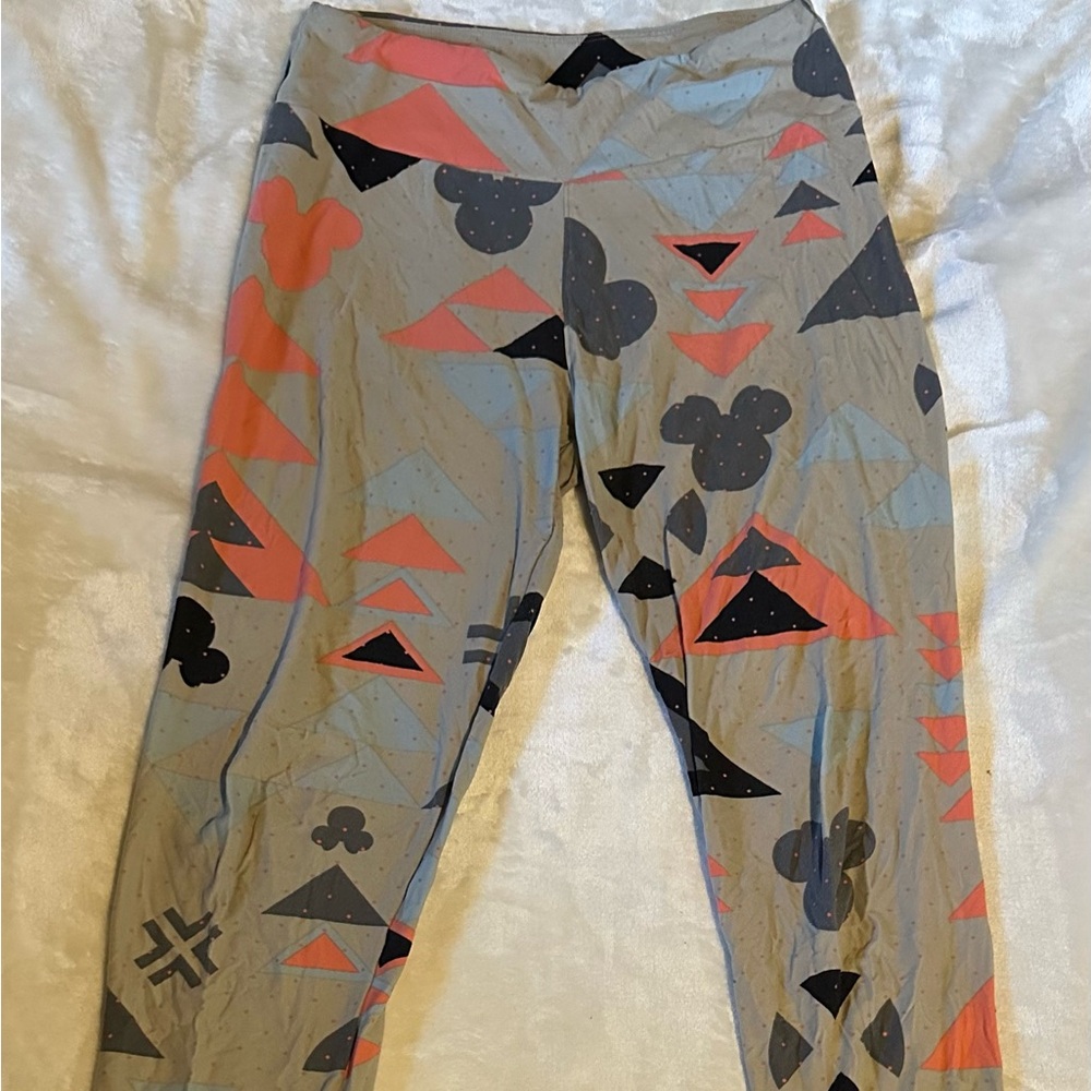 LuLaRoe Kids Leggings with Gray and Coral Patterns